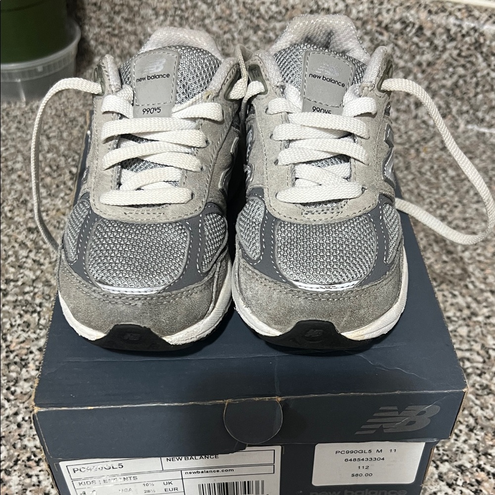 New Balance Kids' Gray and White Sneakers